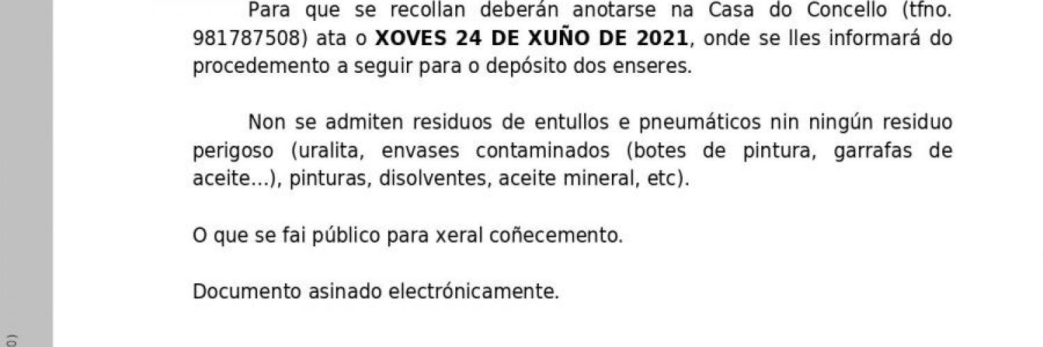 BANDO DE RECOLLIDA DE ENSERES
