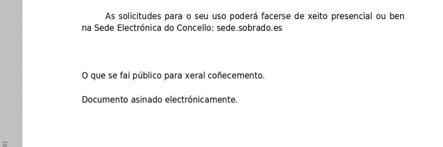 BANDO: USO DE INSTALACIÓNS MUNICIPAIS