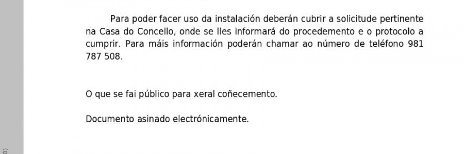 BANDO: REAPERTURA DO XIMNASIO MUNICIPAL