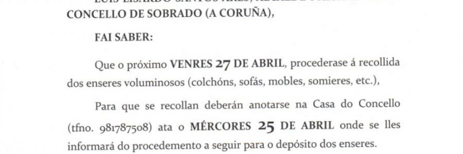 BANDO: RECOLLIDA DE ENSERES
