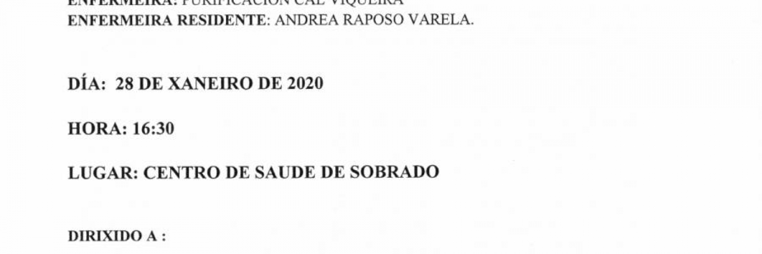 CHARLA SOBRE COIDADOS BÁSICOS A PERSOAS MAIORES