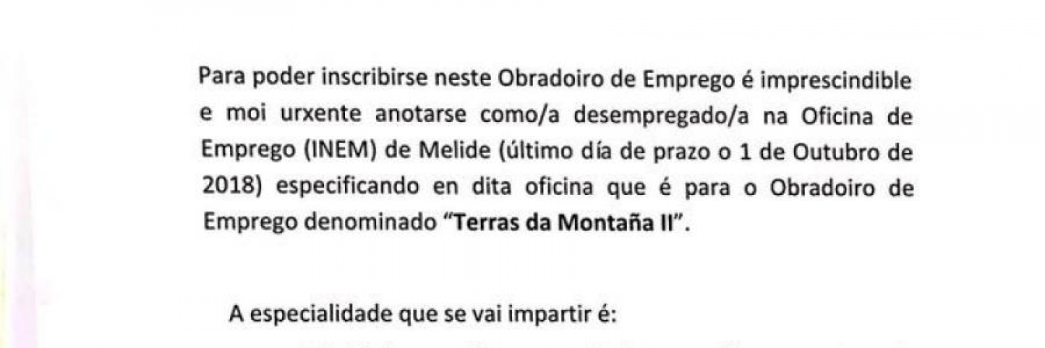 NOVO OBRADOIRO DE EMPREGO 