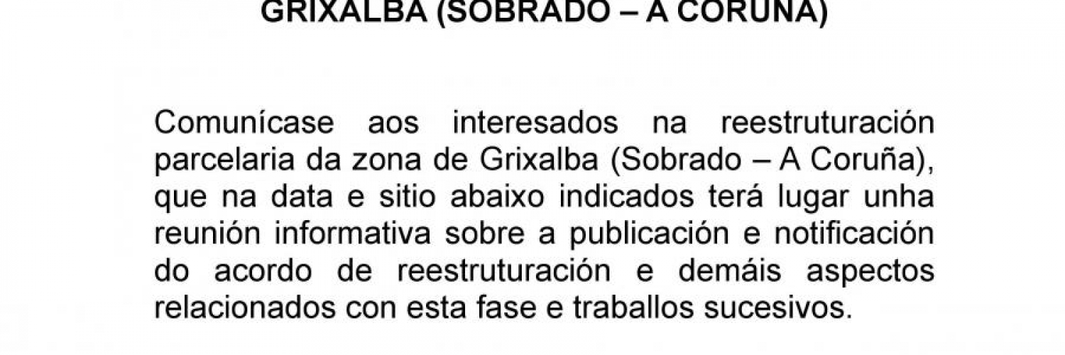 REUNIÓN: REESTRUTURACIÓN PARCELARIA DE GRIXALBA