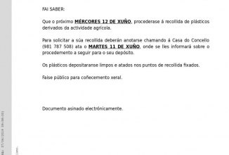 BANDO: RECOLLIDA DE PLÁSTICOS AGRÍCOLAS