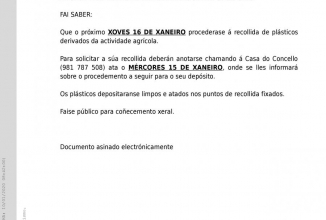 BANDO: RECOLLIDA DE PLÁSTICOS AGRÍCOLAS