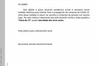 BANDO: CANCELACIÓN TEMPORAL FEIRA DO 27