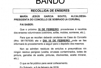 Recollida de Enseres o 16 de Febreiro