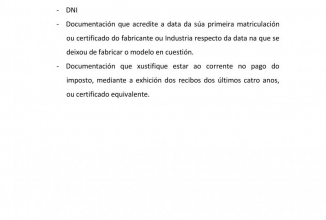 EXENCIÓN DE IMPOSTOS DE VEHÍCULOS DE MÁIS DE 25 ANOS